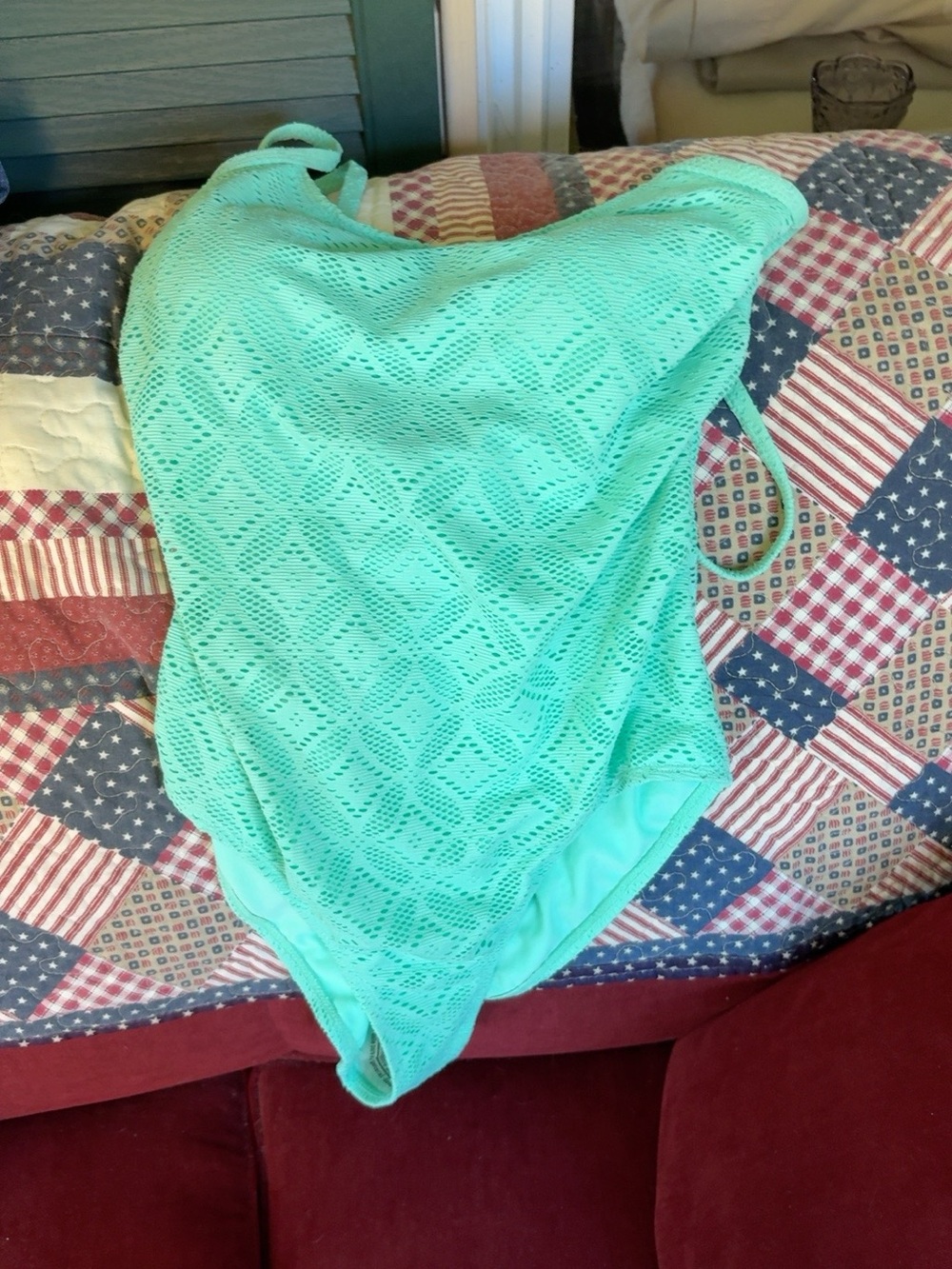 Catalina Women's One-Piece Swimsuit in Mint Green - Lightweight Crochet Design